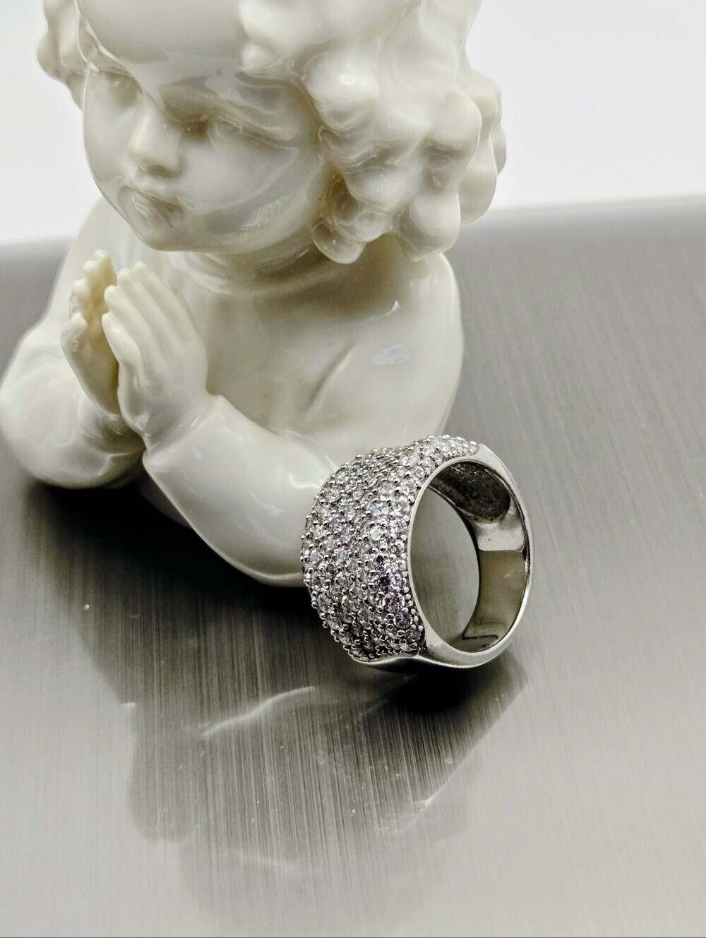Sterling Sliver Ring Sw 925 CZ Ring Size 7.25 Weight 8g - Picture 5 of 17
